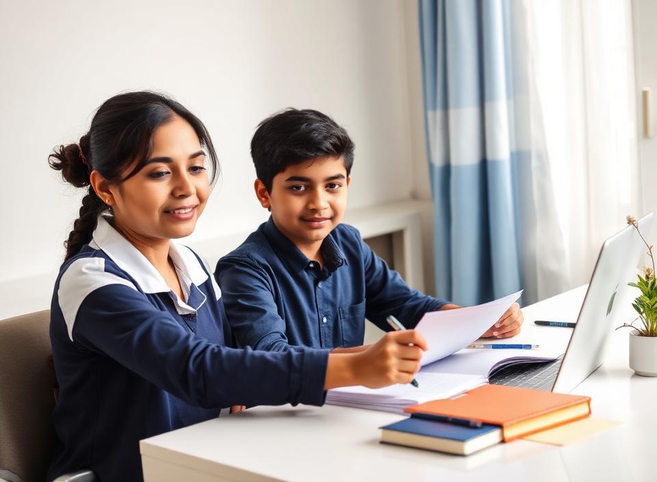 Tutor helping a student with home tuition